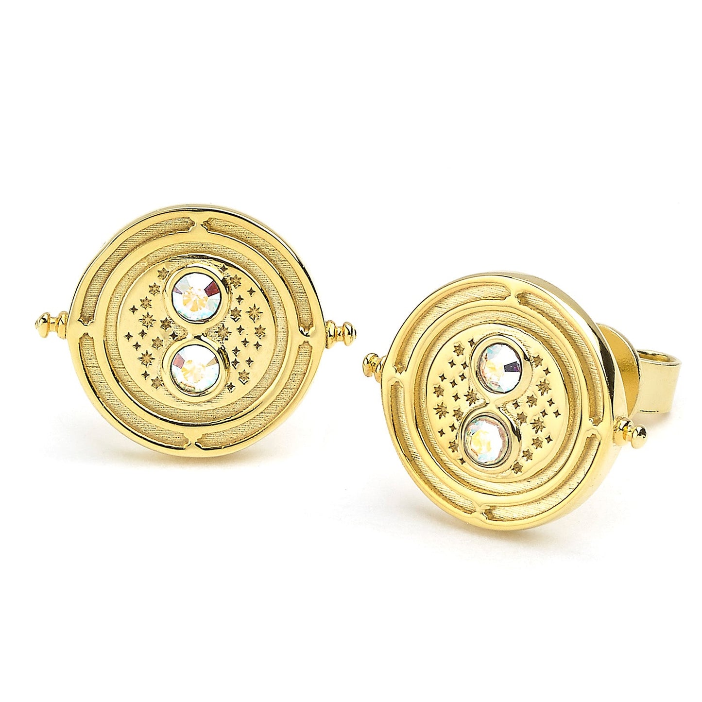Harry Potter Gold Time Turner Stud Earring - Sterling Silver With Crystals