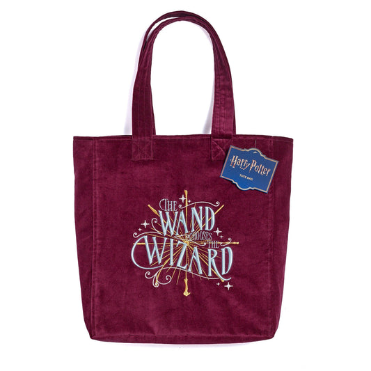 Harry Potter Wand Chooses The Wizard Embroidered Velvet Tote Bag