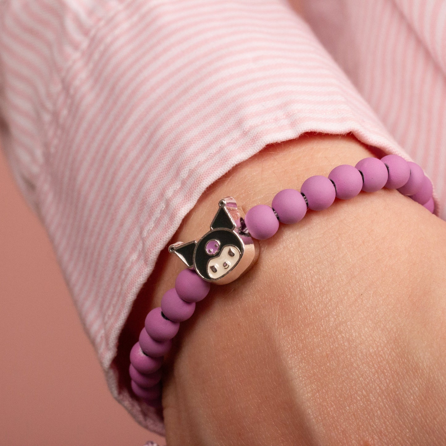 Hello Kitty Purple Beaded Bracelet With Kuromi Charm