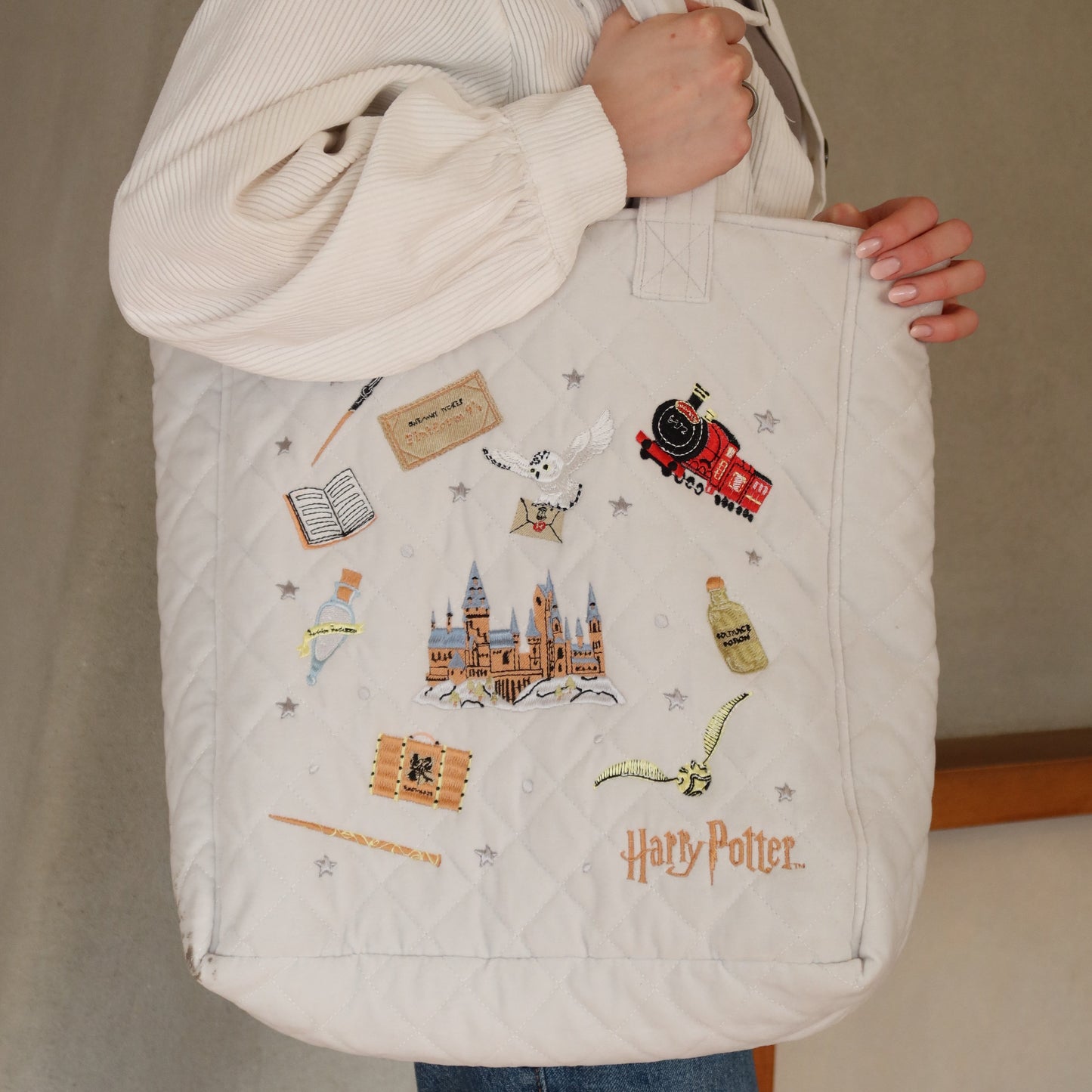Harry Potter Icon Embroidered Velvet Tote Bag