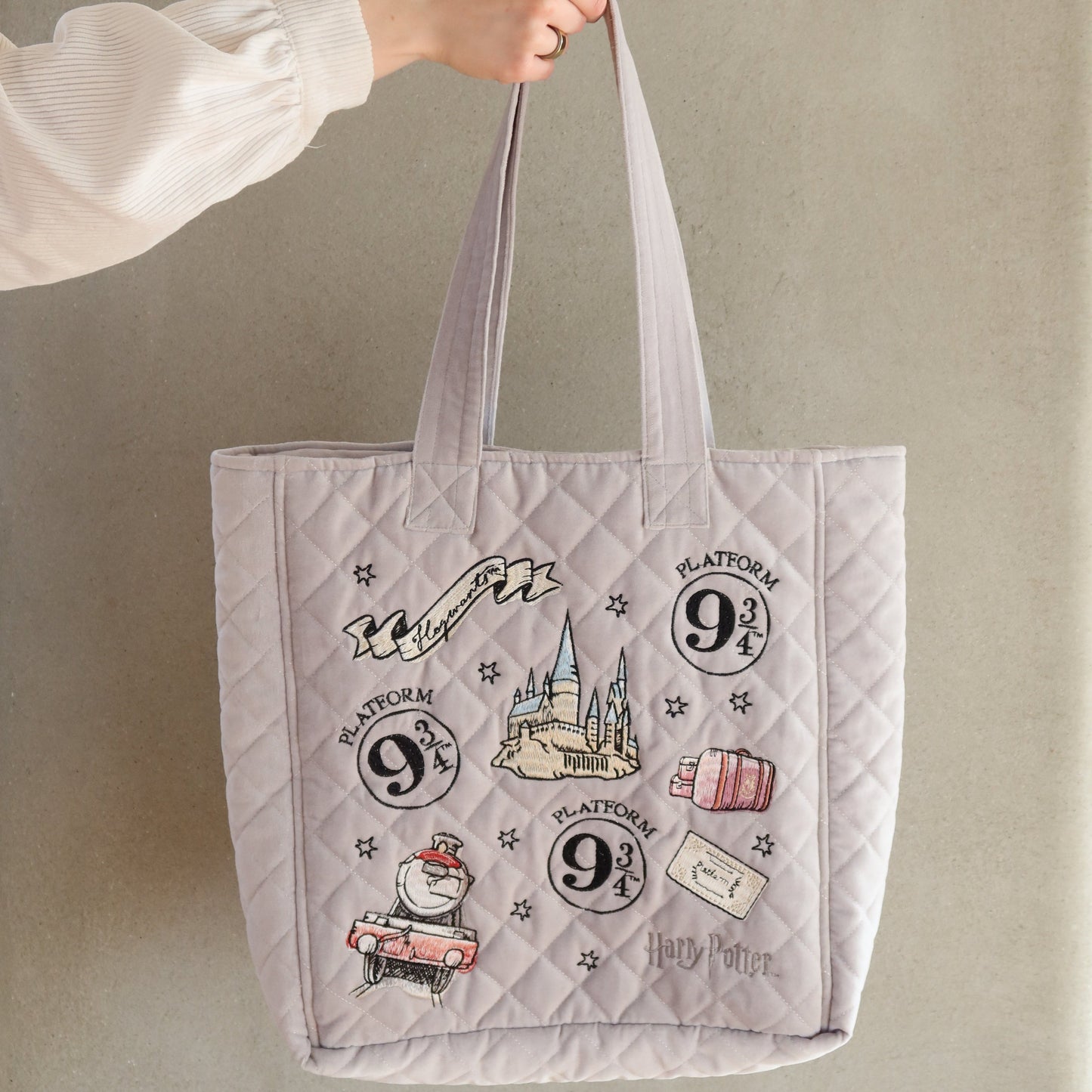Harry Potter Platform 9 ¾ Embroidered Velvet Tote Bag