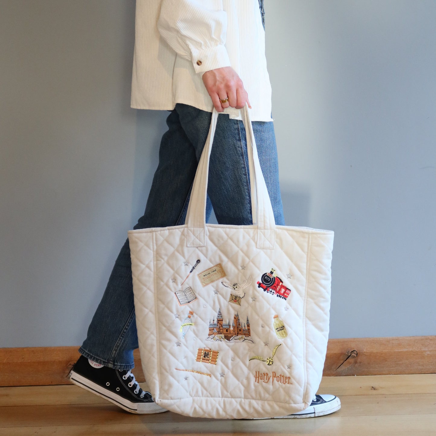Harry Potter Icon Embroidered Velvet Tote Bag