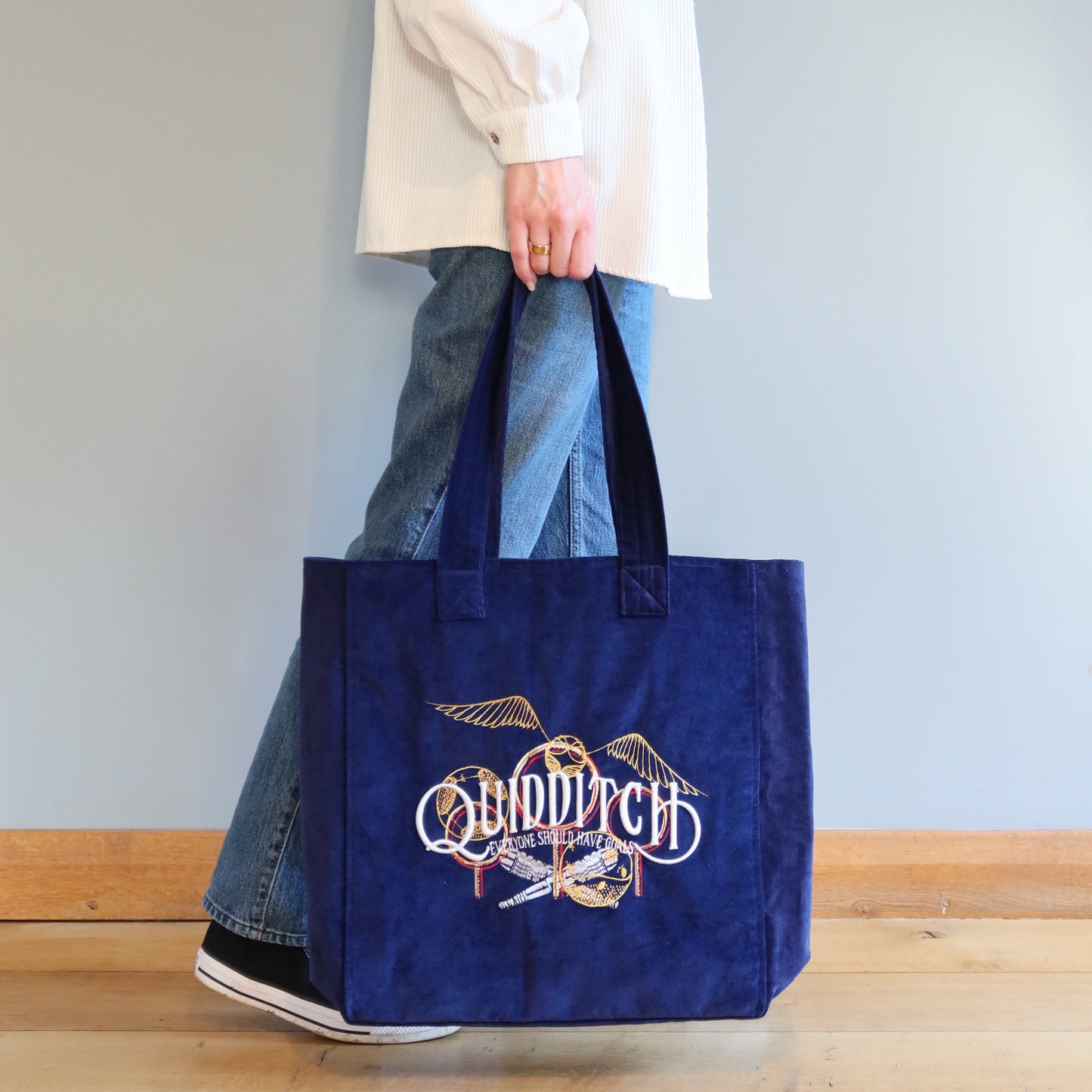 Harry Potter Quidditch Embroidered Velvet Tote Bag