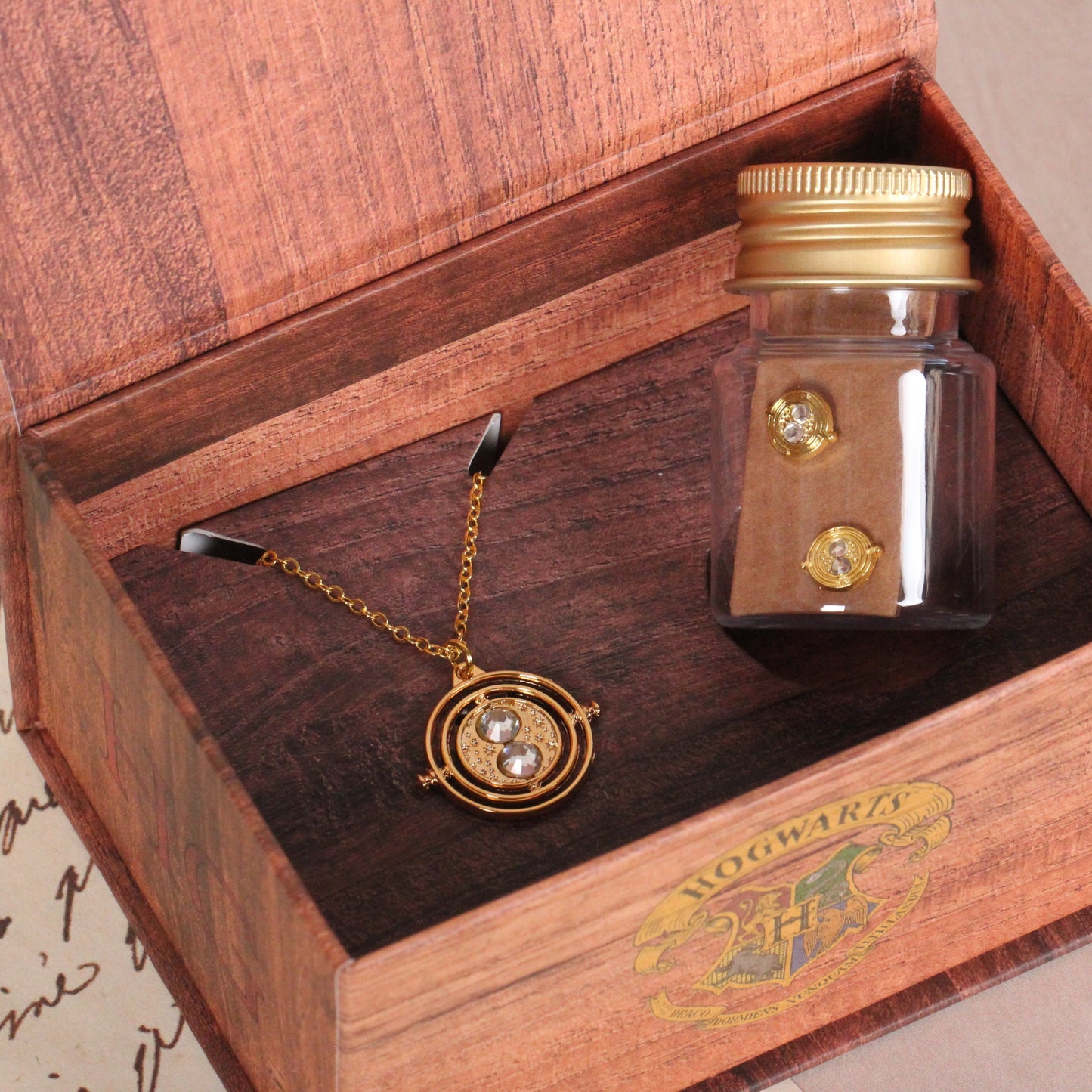 Harry Potter Hermione Potions Gift Set With Time Turner Necklace And Stud Earrings