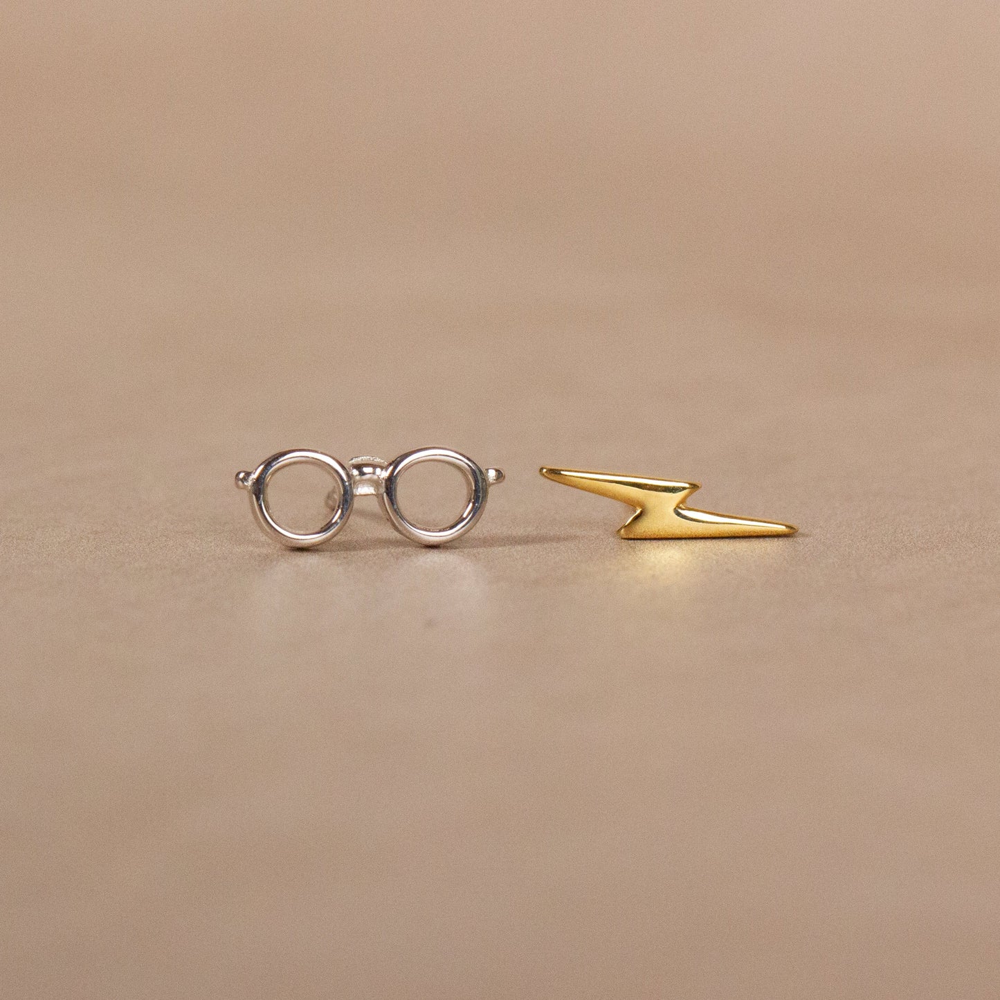 Harry Potter Lightning Bolt Scar And Glasses Stud Earrings - Sterling Silver