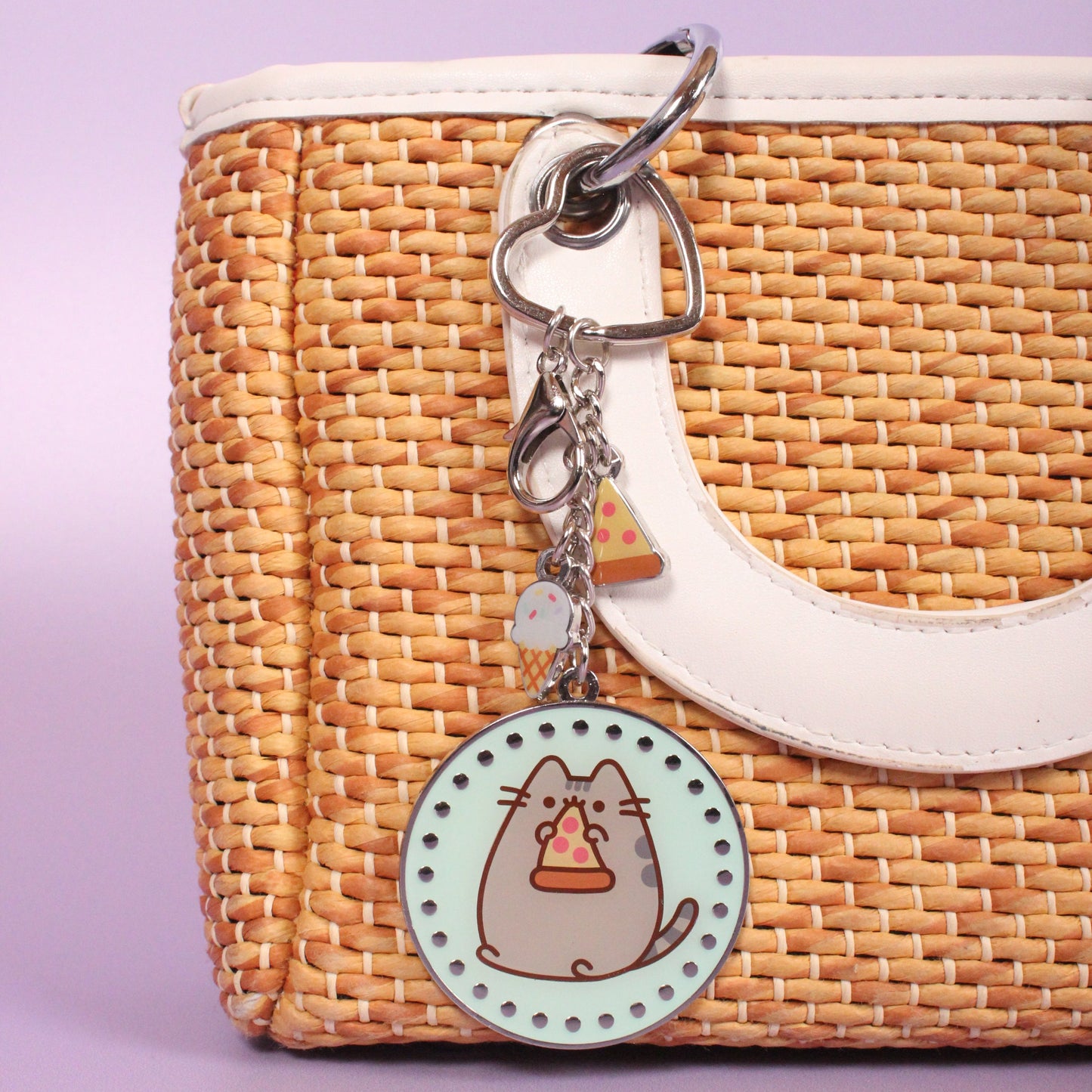 Pusheen The Cat Pizza Keyring with Mini Charms