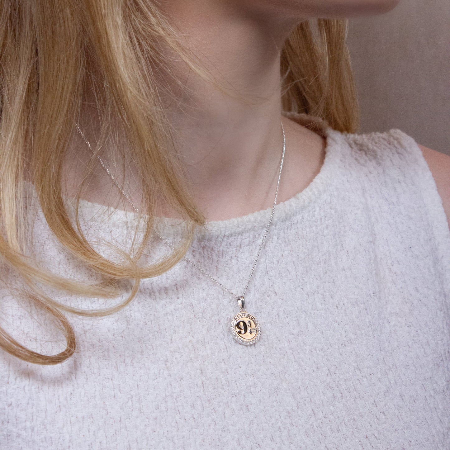 Harry Potter Platform 9 ¾ Necklace With Crystals - Sterling Silver