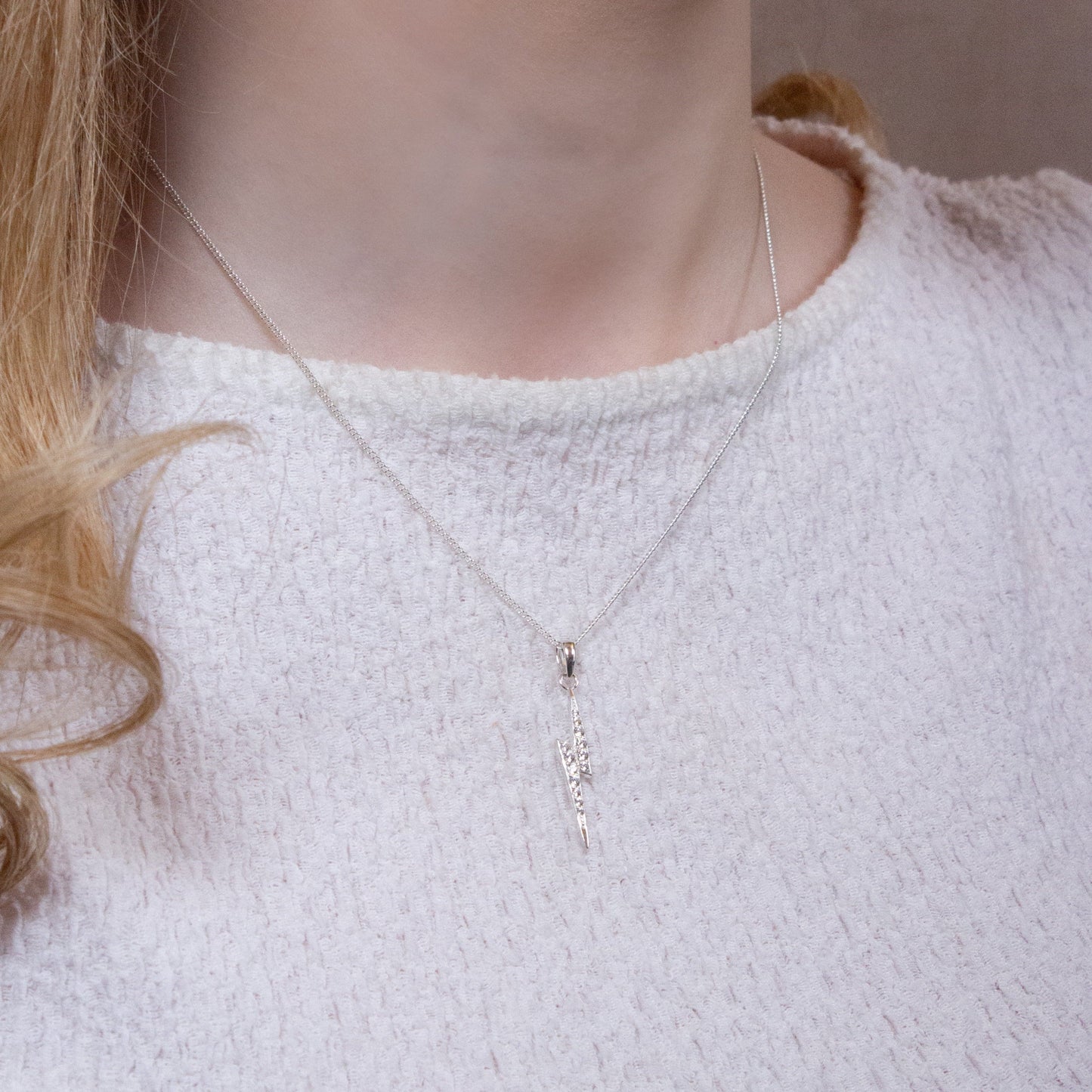 Harry Potter Lightning Bolt Scar Necklace - Sterling Silver With Crystals