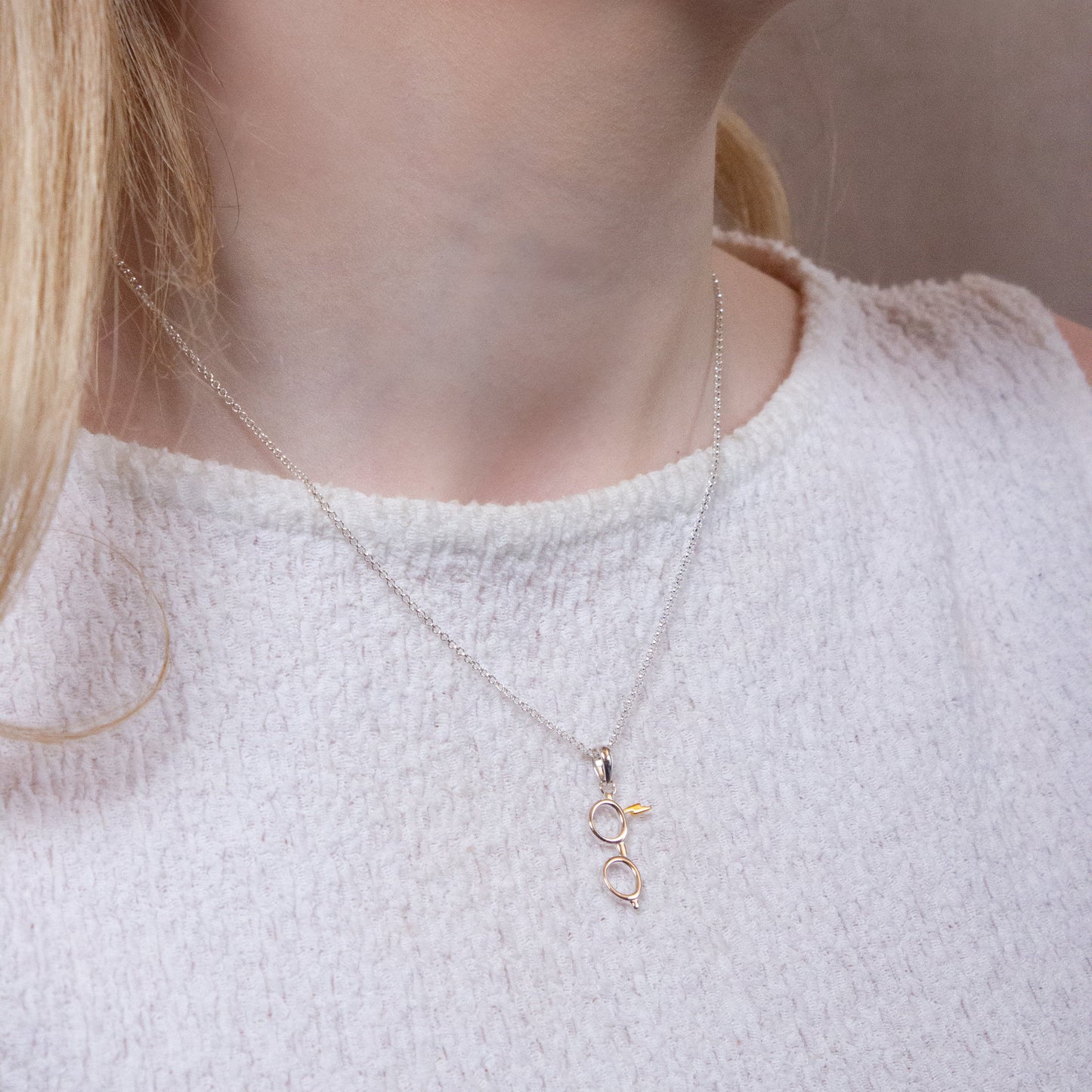 Harry Potter Glasses And Lightning Bolt Scar Necklace - Sterling Silver