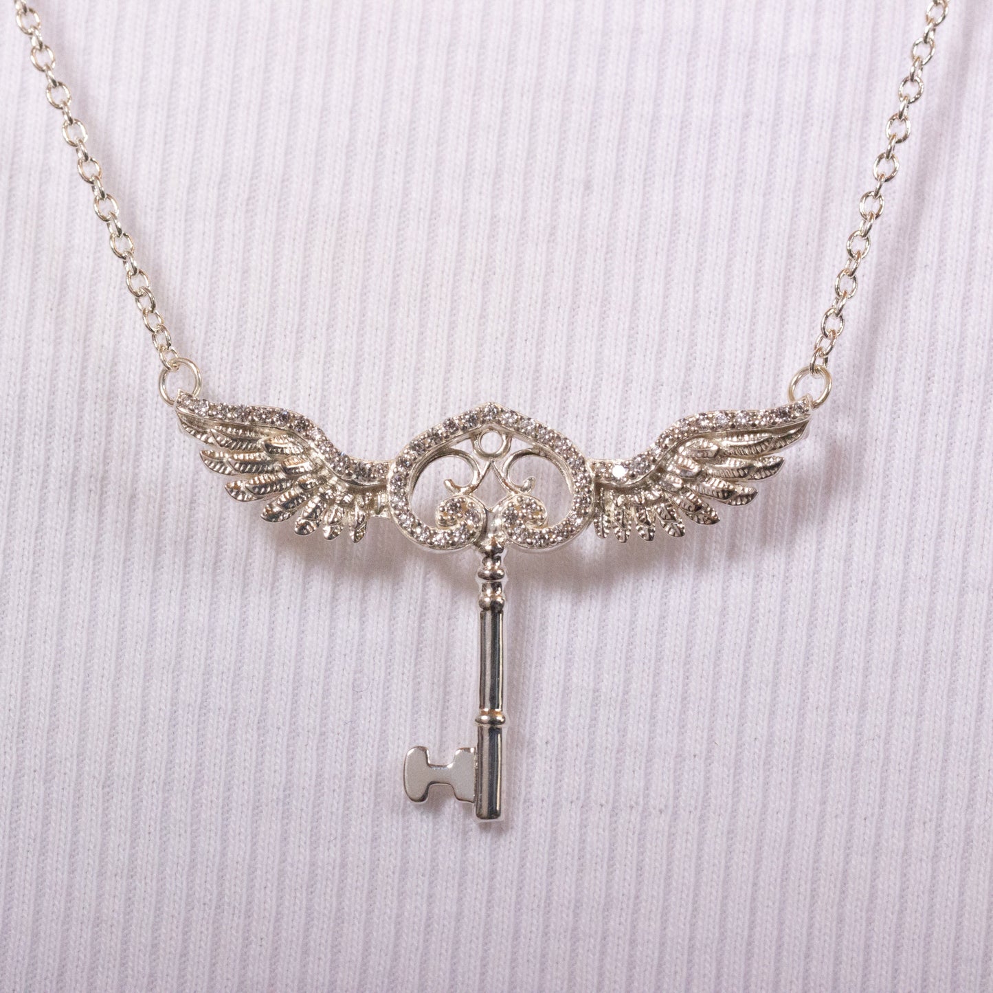 Harry Potter Flying Key Necklace - Sterling Silver With Crystals
