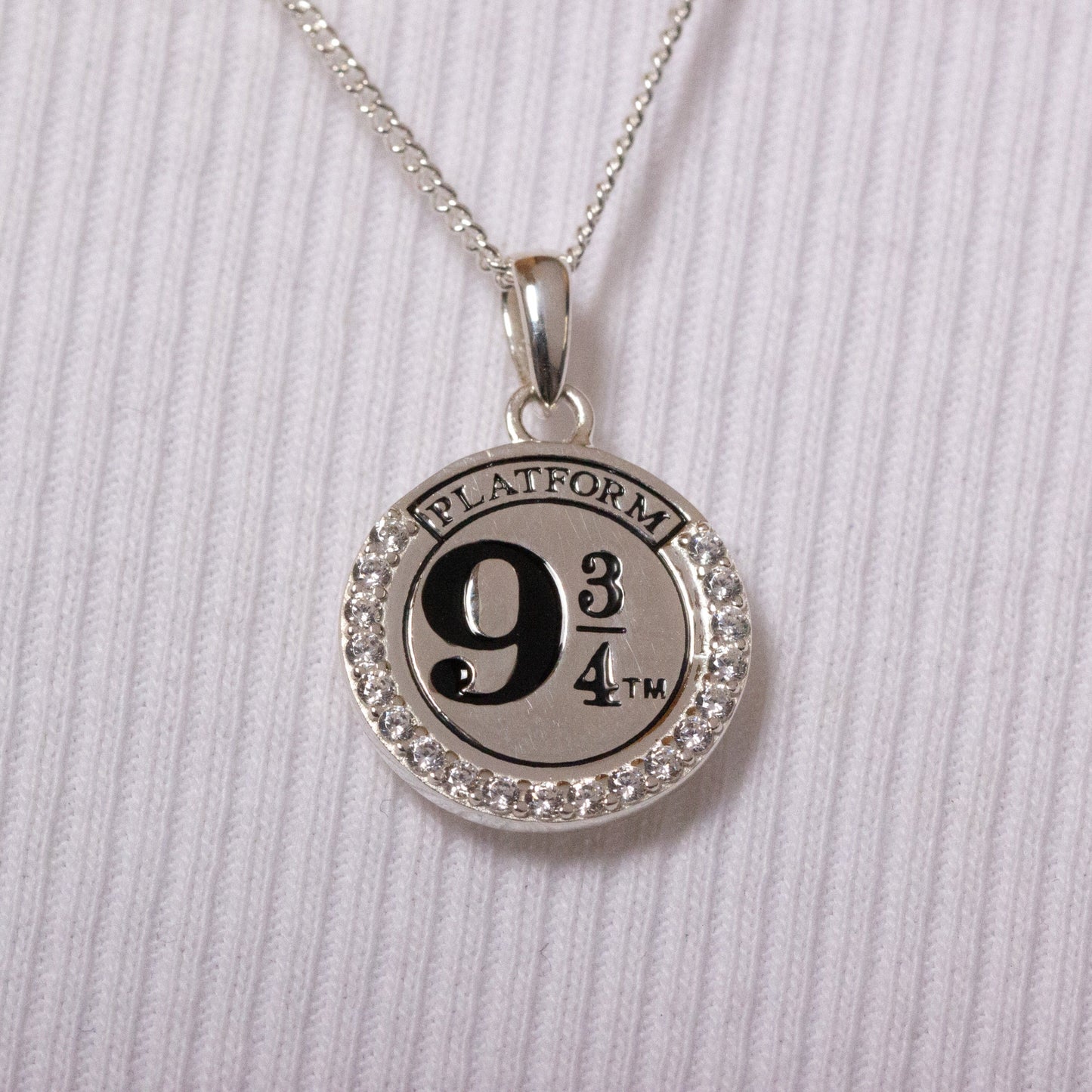 Harry Potter Platform 9 ¾ Necklace With Crystals - Sterling Silver