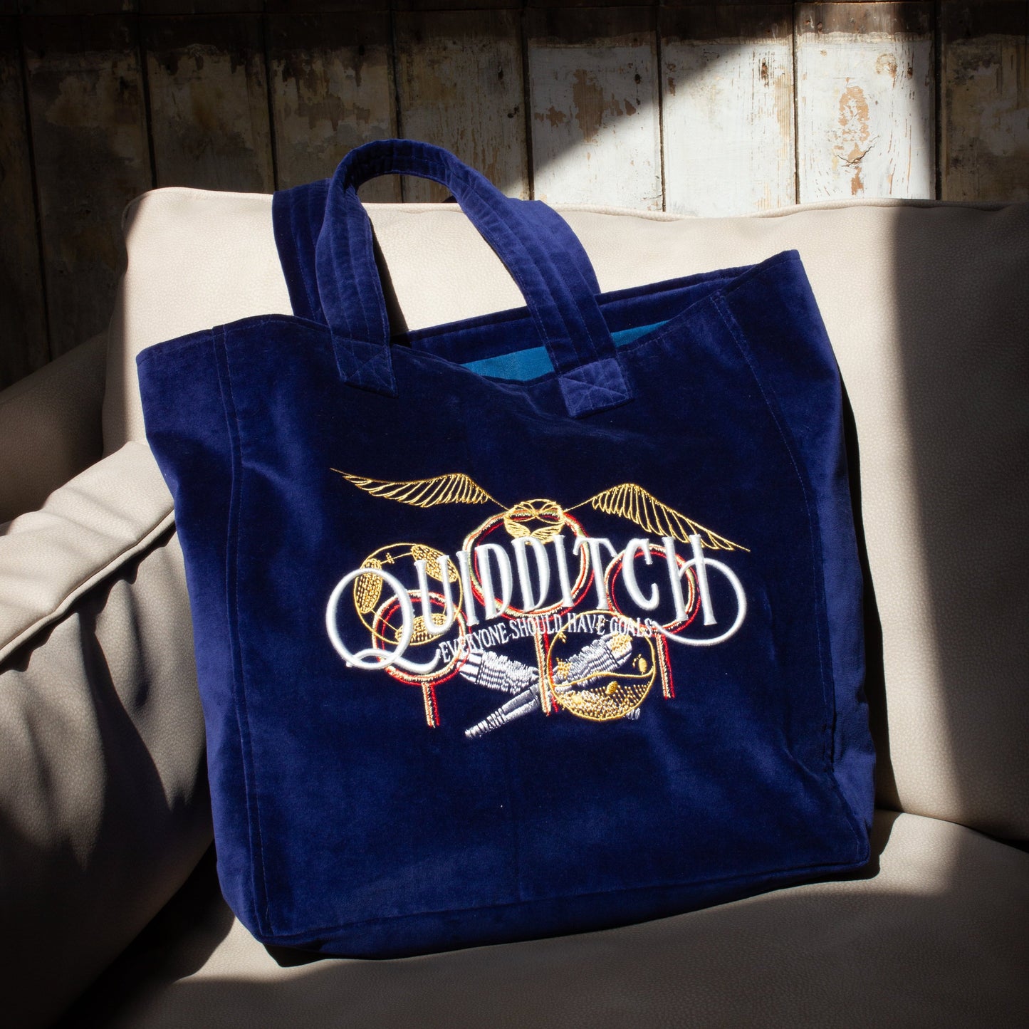 Harry Potter Quidditch Embroidered Velvet Tote Bag