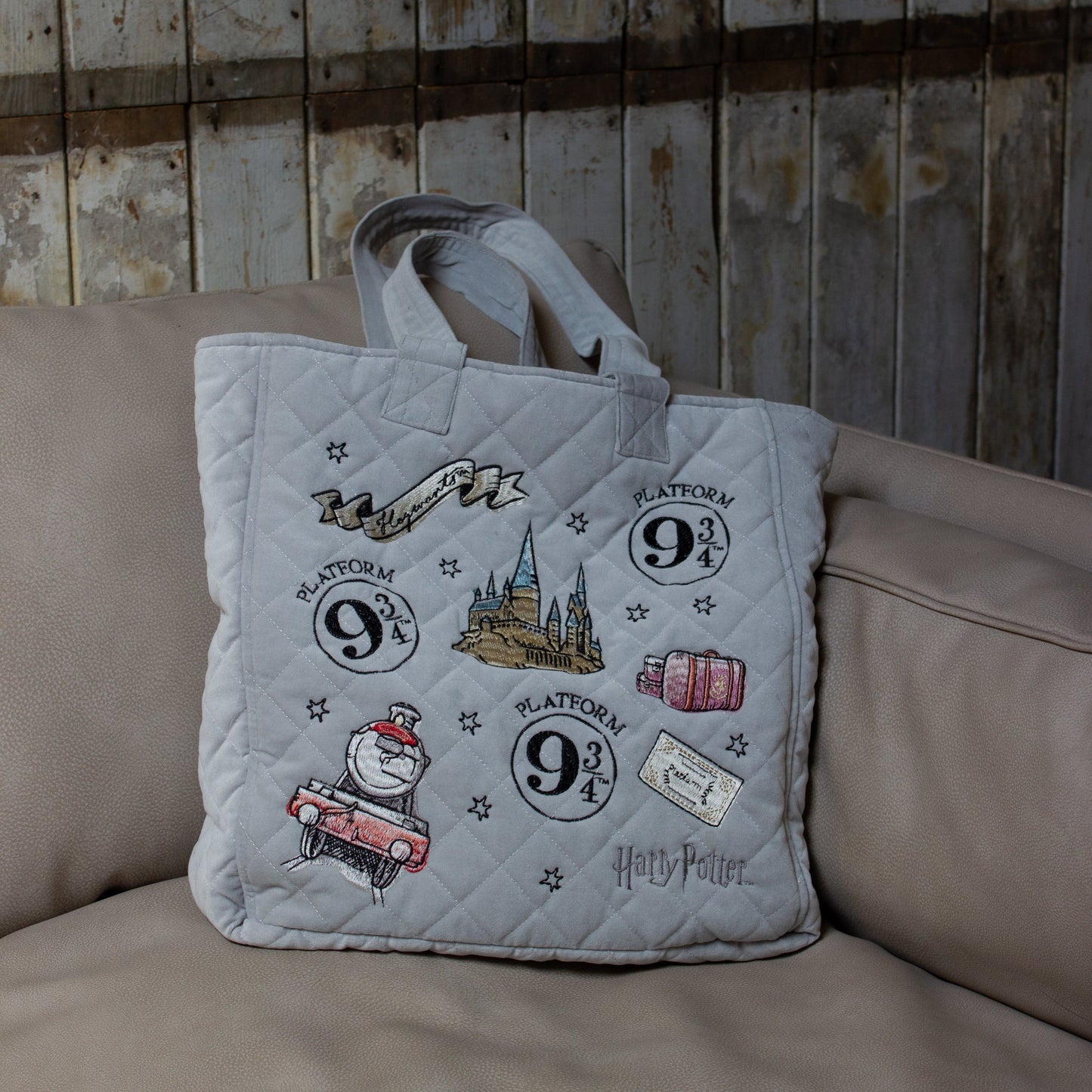 Harry Potter Platform 9 ¾ Embroidered Velvet Tote Bag