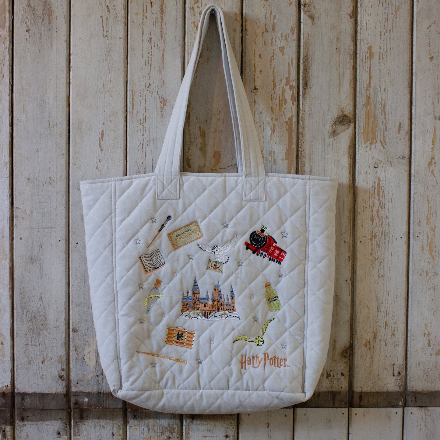 Harry Potter Icon Embroidered Velvet Tote Bag