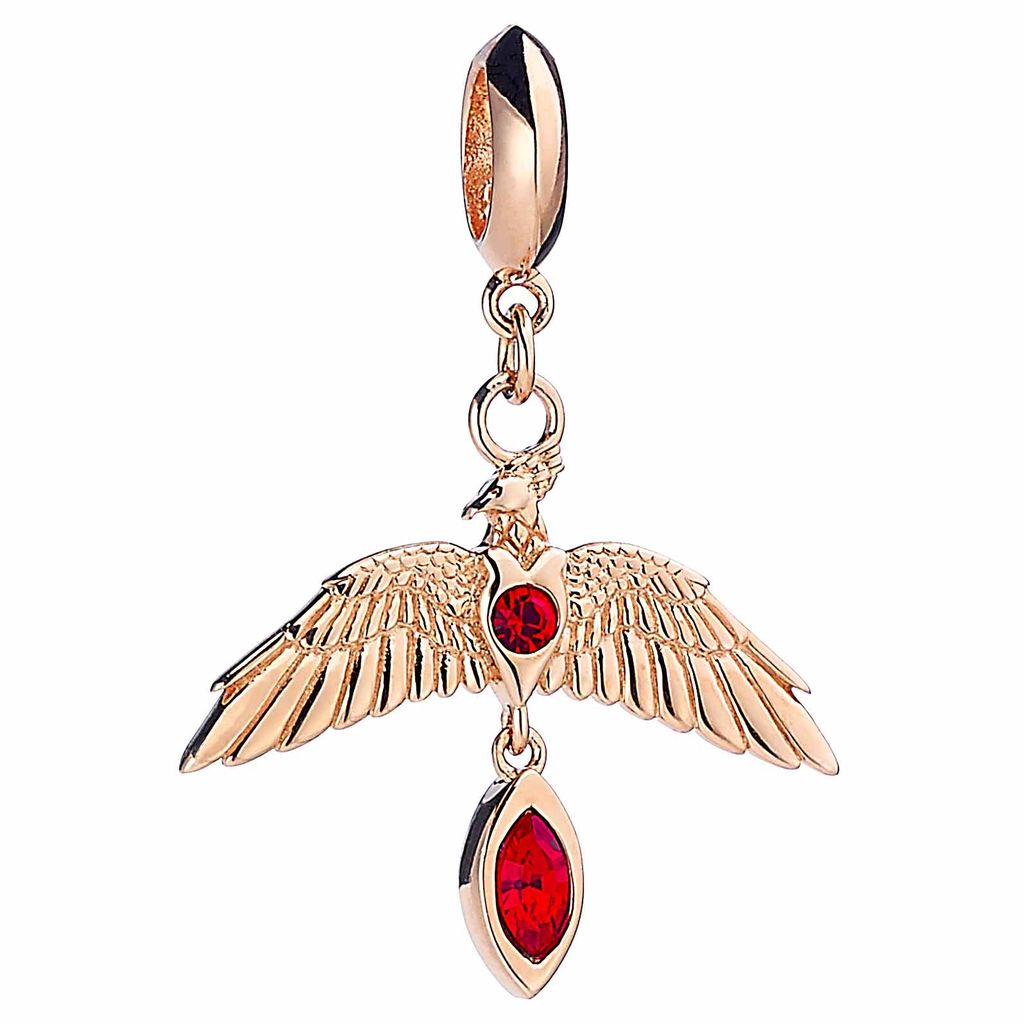 Harry Potter Fawkes Charm - Sterling Silver With Crystals