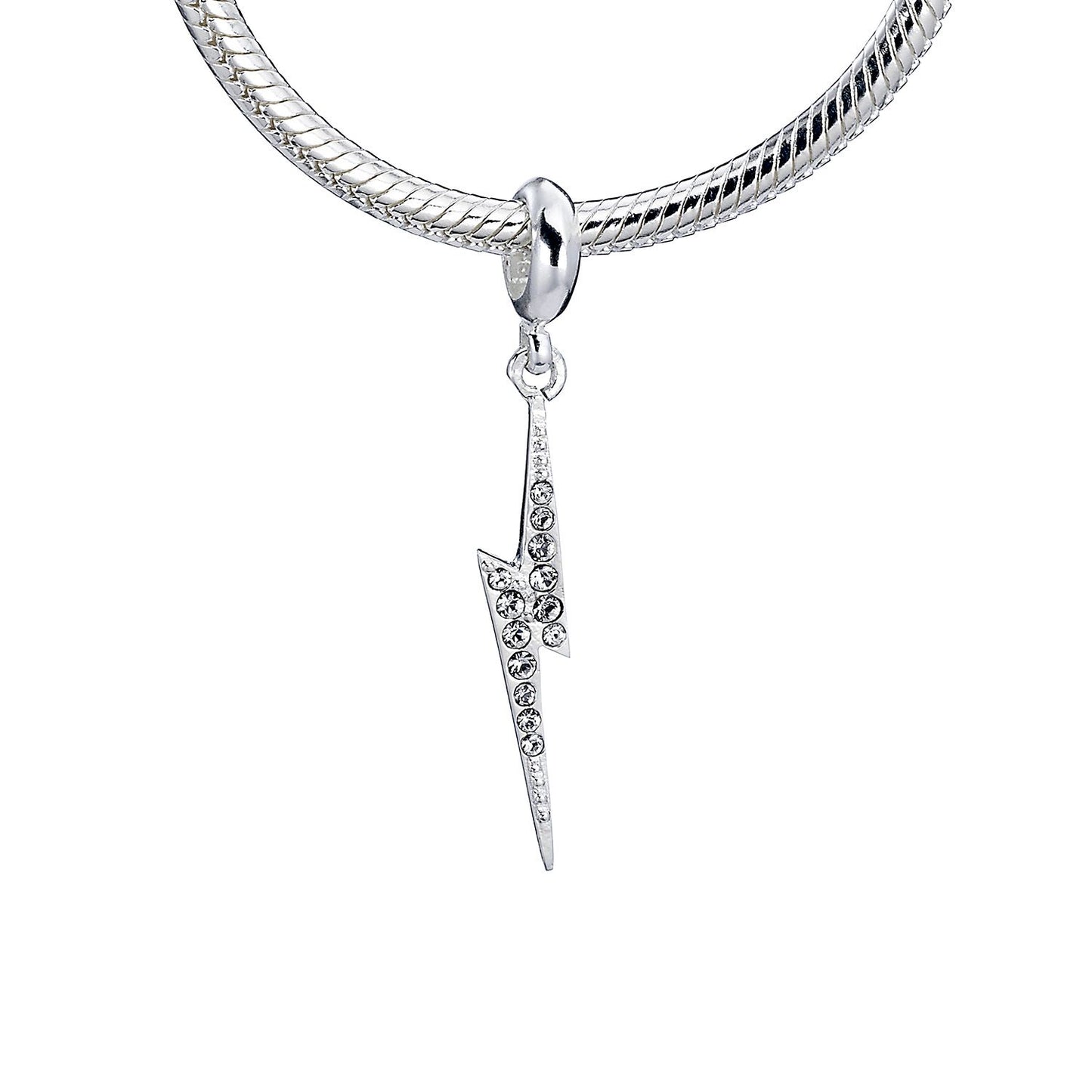 Harry Potter Lightning Bolt Charm - Sterling Silver With Crystals