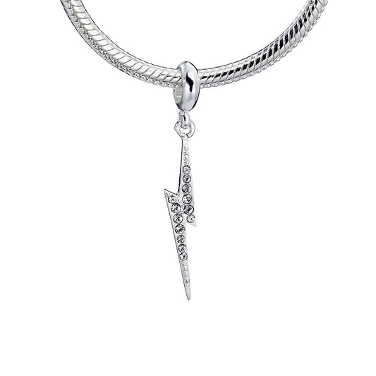 Harry Potter Lightning Bolt Charm - Sterling Silver With Crystals