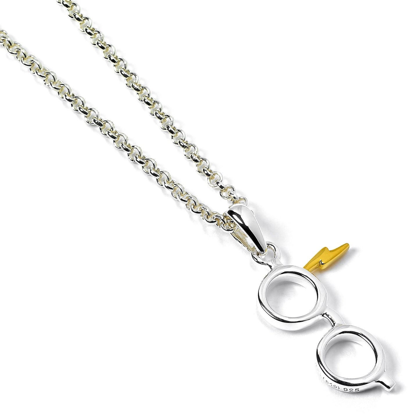 Harry Potter Glasses And Lightning Bolt Scar Necklace - Sterling Silver