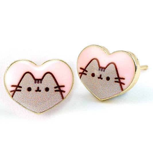 Pusheen The Cat Heart Stud Earrings