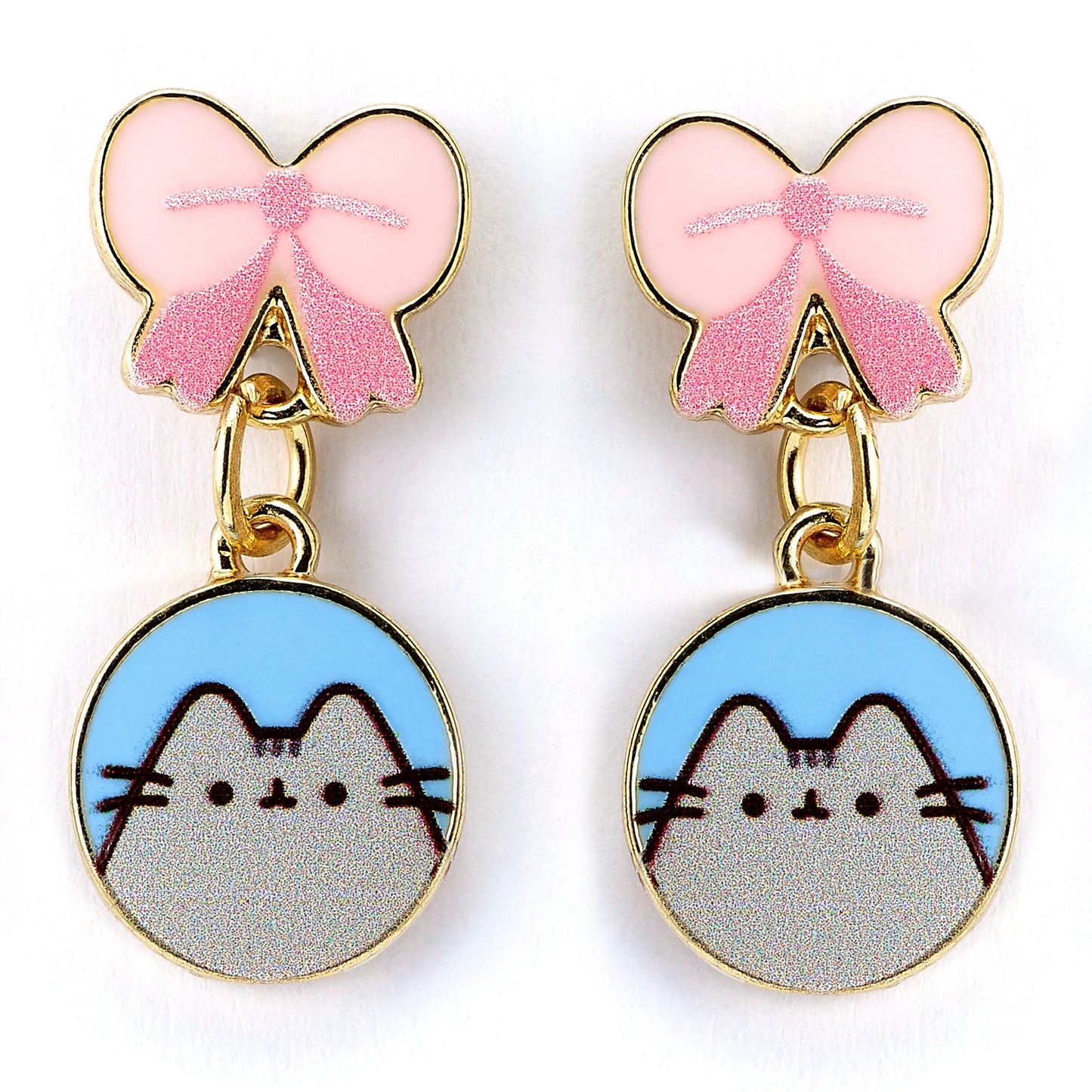 Pusheen The Cat Pink Bow Drop Earrings