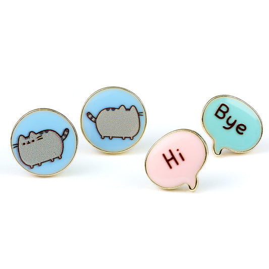 Pusheen The Cat "Hi , Bye" Stud Earring Set