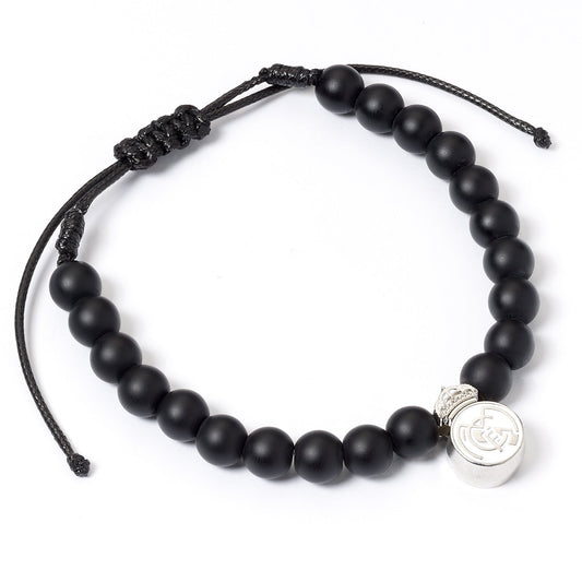 Real Madrid Football Club Crest Black Beaded Bracelet