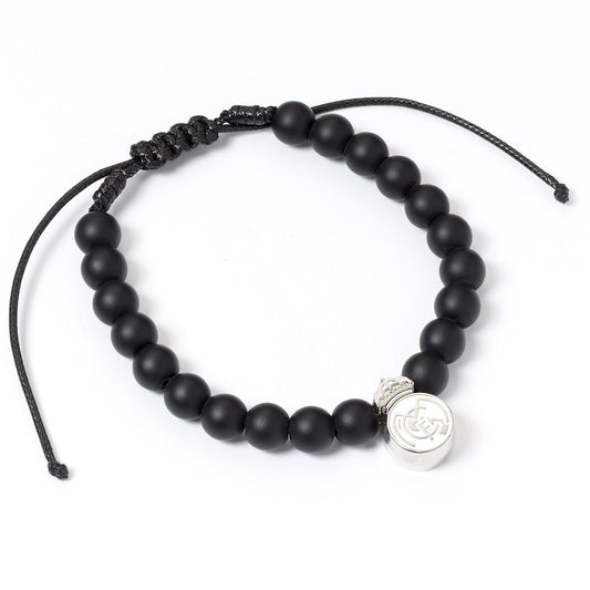Real Madrid Football Club Crest Black Beaded Bracelet