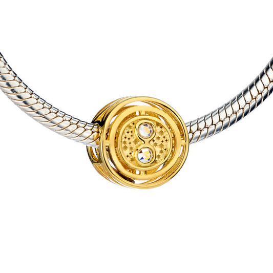Harry Potter Time Turner Spacer Charm Bead - Sterling Silver With Crystals