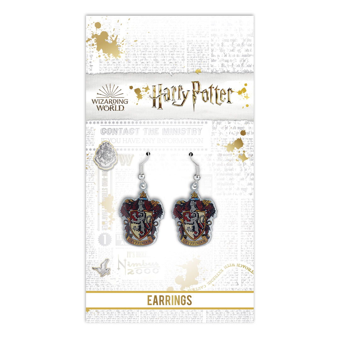 Harry Potter Hogwarts House Crest Drop Earrings