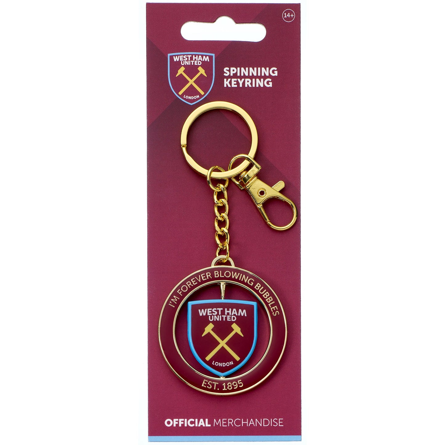 West Ham Football Club Spinning "I'm Forever Blowing Bubbles" Keyring