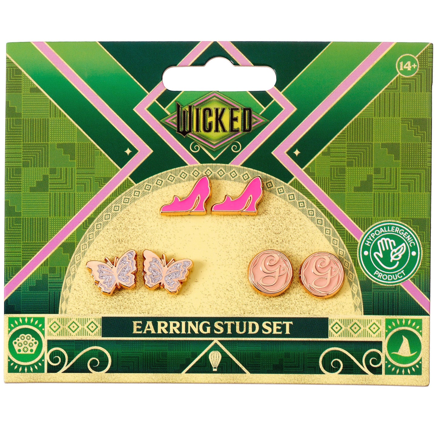 Wicked Glinda Stud Earring Set - Butterfly, G Logo, Shoe