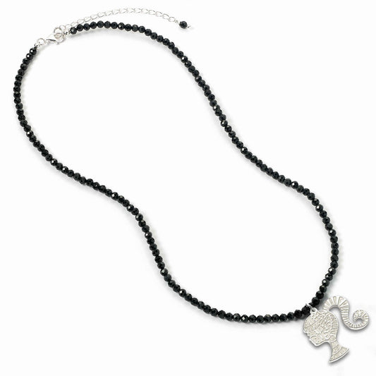 Barbie Silhouette Black Onyx Crystal Necklace - Sterling Silver