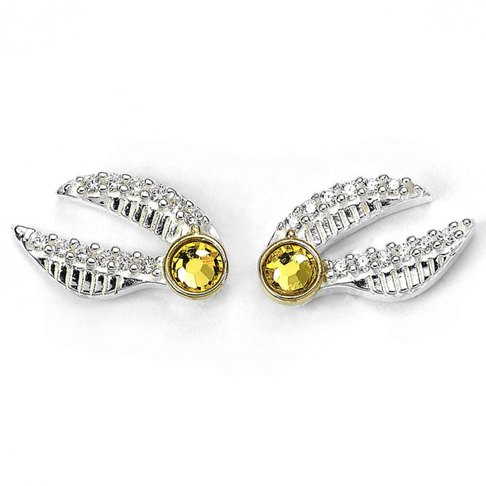 Harry Potter Golden Snitch Stud Earrings - Sterling Silver With Crystals