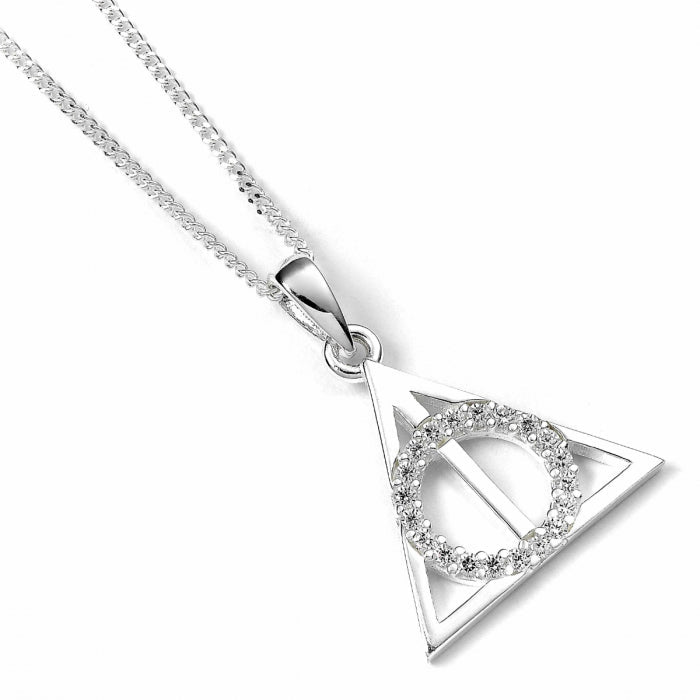 Harry Potter Deathly Hallows Necklace - Sterling Silver With Crystals