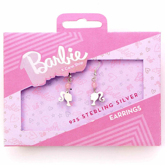 Barbie Silhouette And Rose Quartz Bead Drop Earrings - Sterling Silver