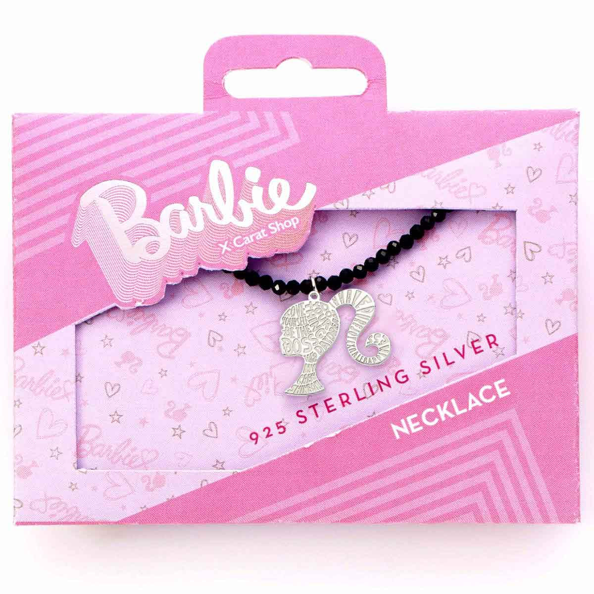 Barbie Silhouette Black Onyx Crystal Necklace - Sterling Silver