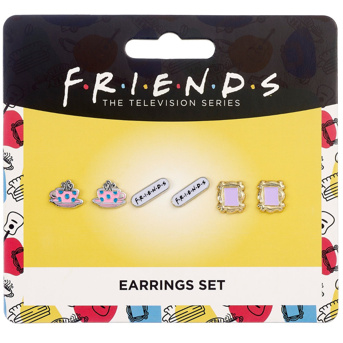Friends The TV Series Stud Earring Set - Frame, Coffee Cup, Friends Logo