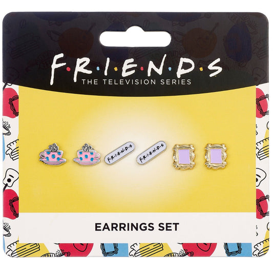 Friends The TV Series Stud Earring Set - Frame, Coffee Cup, Friends Logo