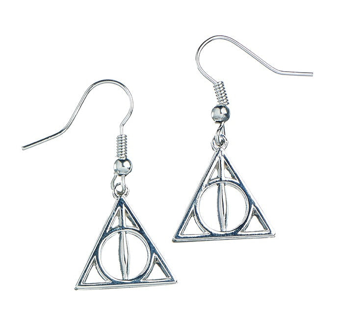 Harry Potter Deathly Hallows Drop Earrings - Sterling Silver