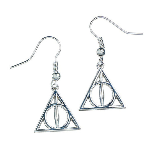 Harry Potter Deathly Hallows Drop Earrings - Sterling Silver