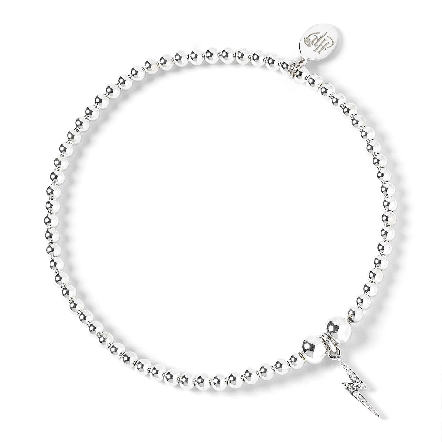 Harry Potter Lightning Bolt Scar Ball Bead Bracelet - Sterling Silver With Crystals