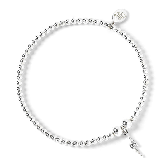 Harry Potter Lightning Bolt Scar Ball Bead Bracelet - Sterling Silver With Crystals