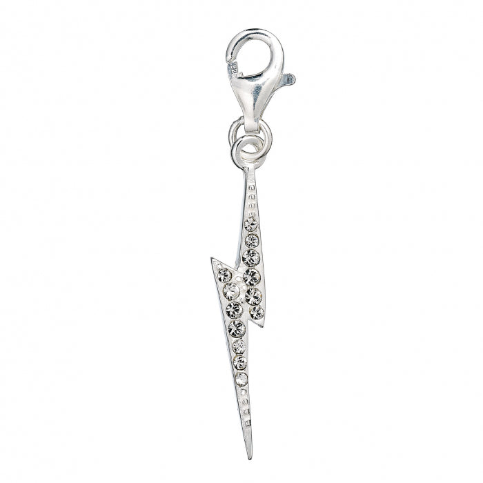 Harry Potter Lightning Bolt Charm - Sterling Silver With Crystals