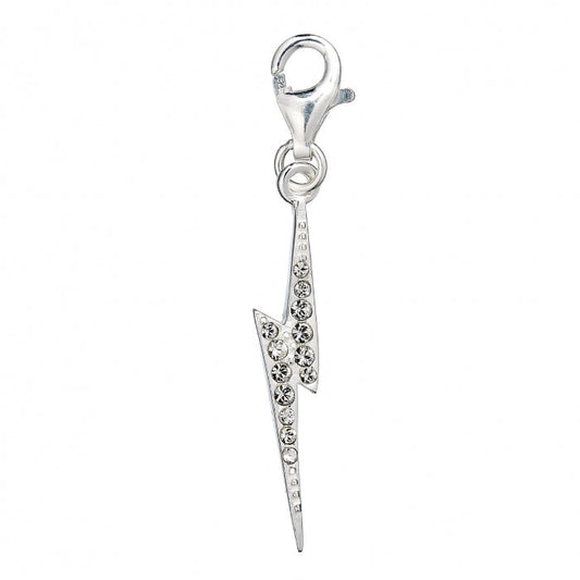 Harry Potter Lightning Bolt Charm - Sterling Silver With Crystals