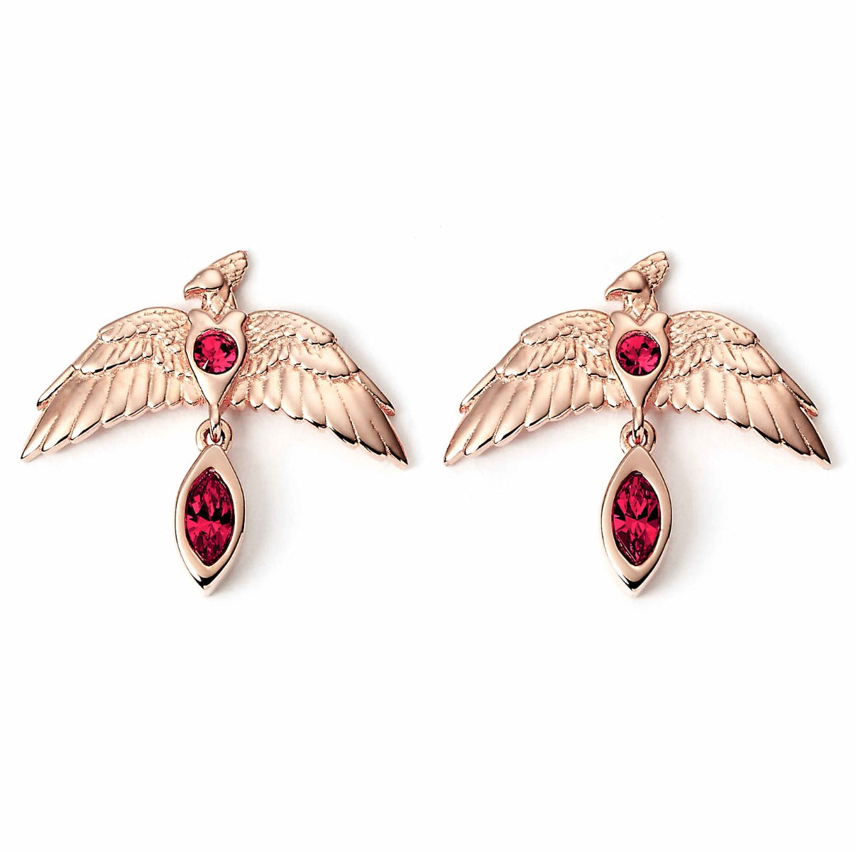 Harry Potter Fawkes Stud Earrings - Sterling Silver With Crystals