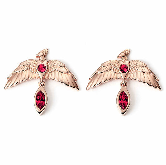 Harry Potter Fawkes Stud Earrings - Sterling Silver With Crystals