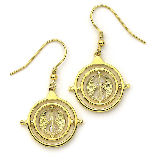 Harry Potter Gold Time Turner Drop Earrings - Sterling Silver With Crystals