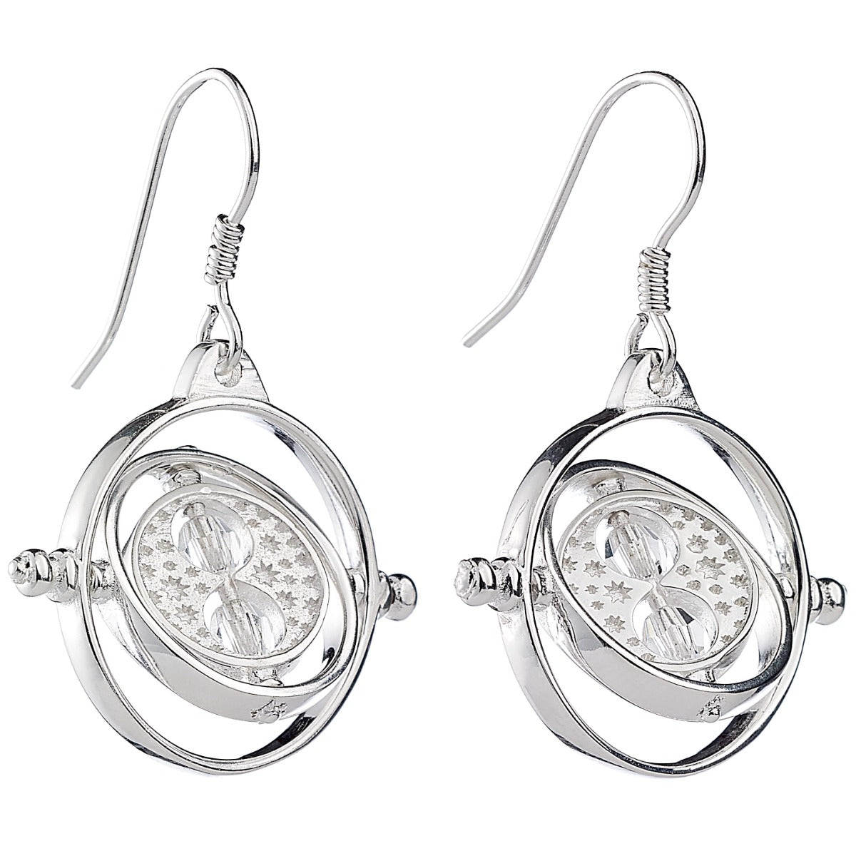Harry Potter Time Turner Drop Earrings - Sterling Silver With Crystals