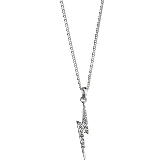 Harry Potter Lightning Bolt Scar Necklace - Sterling Silver With Crystals