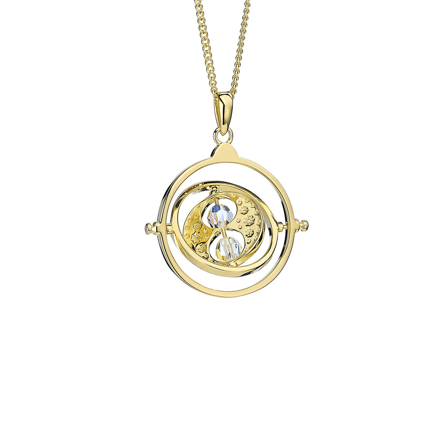 Harry Potter Gold Time Turner Necklace - Sterling Silver With Crystals